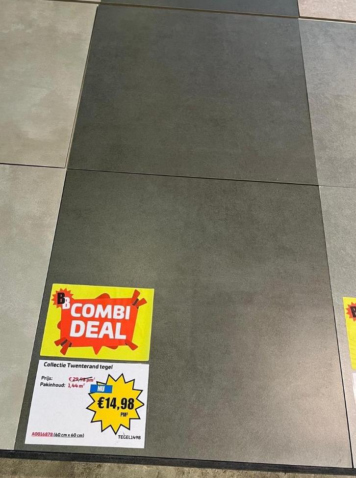 Te koop restpartij betonlook en natuursteenlook 60x60, Huis en Inrichting, Stoffering | Vloerbedekking, Nieuw, Tapijttegels, Beige