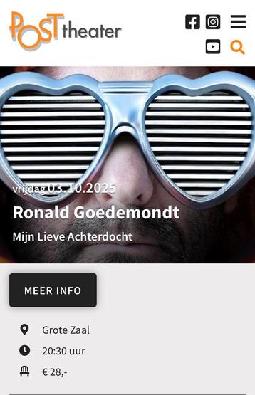 GEZOCHT! 2 kaartjes Ronald Goedemondt Arnhem beschikbaar voor biedingen