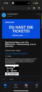 Backstreetboys concert ticket Dusseldorf, Eén persoon, Oktober