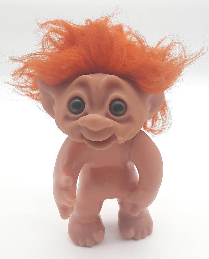 Vintage grote Thomas Dam Troll oranje haar ca. 24cm 1985, Verzamelen, Poppetjes en Figuurtjes, Gebruikt, Ophalen of Verzenden