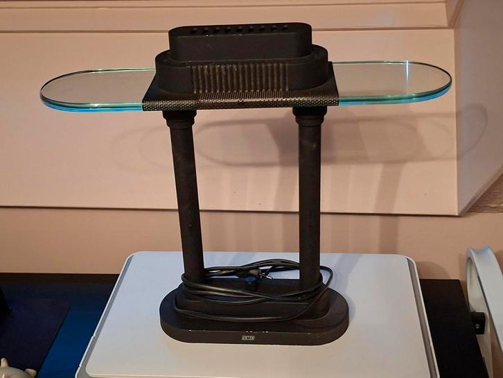 Halogeen Tafellamp dimbaar zwart., Huis en Inrichting, Lampen | Tafellampen, Gebruikt, Minder dan 50 cm, Glas, Metaal, Ophalen of Verzenden