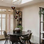 Art deco hanglamp messing met zwart glas 3-lichts - QAZQA, Huis en Inrichting, Lampen | Hanglampen, Ophalen of Verzenden, Nieuw