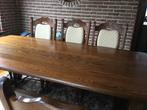 tafel met 8 stoelen, Huis en Inrichting, Ophalen, Gebruikt, Eikenhout, 200 cm of meer