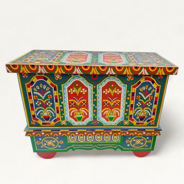 Folk Art Wedding Chest, Hand Painted, Central/Eastern Europe