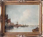 Olieverfschilderij w.s. Jean v Dongen Delfshaven Rotterdam, Verzenden