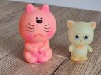 2 Mooie Vintage Rubber Piep Squeeze Katjes Poesjes Roze Wit, Verzenden, Gebruikt, Dier