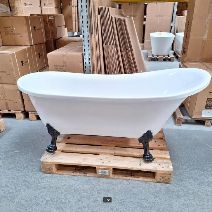 Ligbad op pootjes met zwarte poten 170 x 78 x 77 cm nr158, Huis en Inrichting, Woonaccessoires | Overige, Nieuw, Ophalen of Verzenden