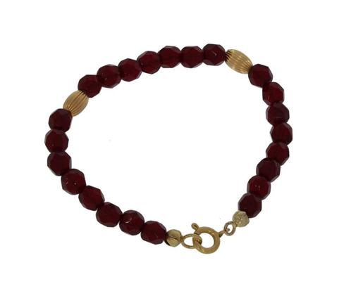 Granaten vintage 14k slot goud spacers meisjes armband dames, Sieraden, Tassen en Uiterlijk, Antieke sieraden, Armband, Goud, Met edelsteen