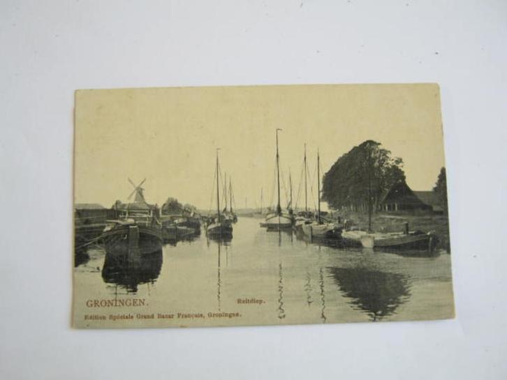 Ansichtkaarten Nederland, TC 11-51 Groningen, Reitdiep 1909, Verzamelen, Ansichtkaarten | Nederland, Gelopen, Groningen, Voor 1920