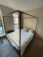 Hemelbed 160 x 200 cm met nieuw matras, Ophalen, Zwart, Tweepersoons, Zo goed als nieuw