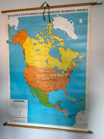 Oude wandkaart schoolkaart Noord-Amerika 