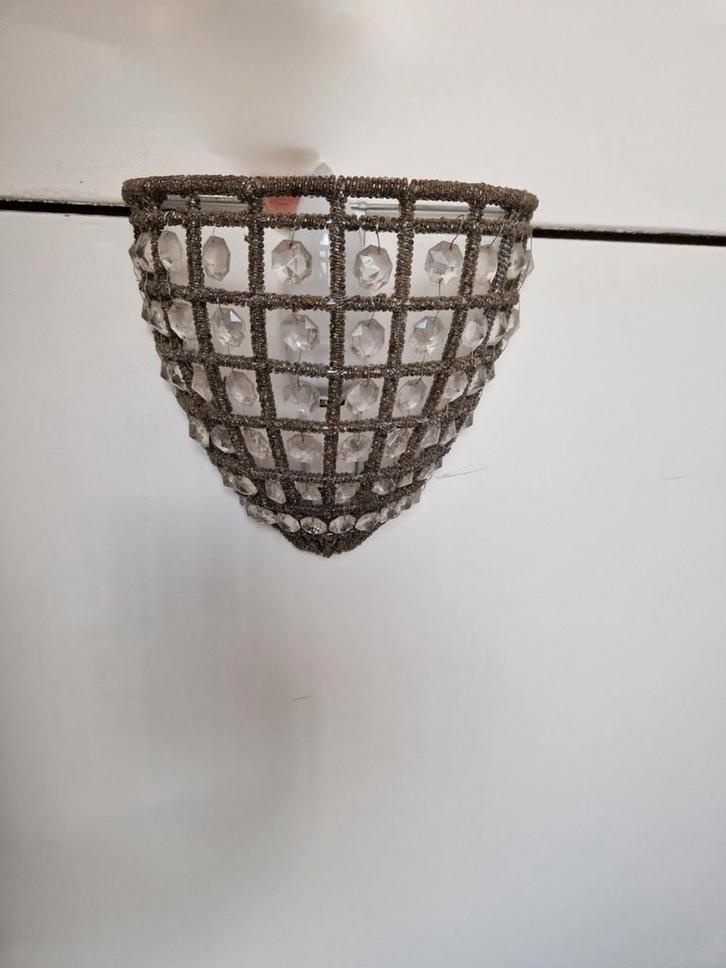 Chique vintage wandlamp met draad en kristallen hollywood, Huis en Inrichting, Lampen | Wandlampen, Zo goed als nieuw, Ophalen of Verzenden