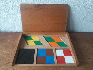 Vintage houten kistje mozaïek leermiddel Zabo beschikbaar voor biedingen