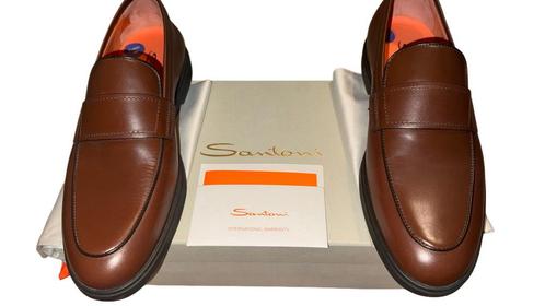 Authentieke nieuwe Santoni Herenschoenen, Kleding | Heren, Schoenen, Nieuw, Loafers, Bruin, Ophalen of Verzenden