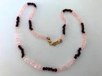 Prachtige Natuurlijke Granaat Rozenkwarts edelsteen ketting, Sieraden, Tassen en Uiterlijk, Kettingen, Verzenden, Zo goed als nieuw