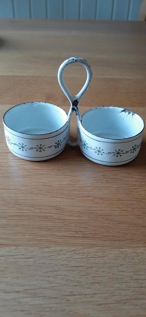 Antiek Sax emaille zout en peper vaatje, Antiek en Kunst, Antiek | Emaille, Ophalen of Verzenden