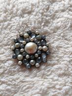 Vintage antieke zilverkleurige broche met strass steentjes, Overige materialen, 4 tot 7 cm, Gebruikt, Overige kleuren