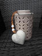 Stenen kaarshouder met deco hart 18 cm, Ophalen, Zo goed als nieuw, Overige materialen, Minder dan 25 cm