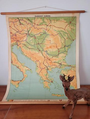 Schoolplaat Zuidoost - Europa Griekenland Italië 1962 kaart beschikbaar voor biedingen