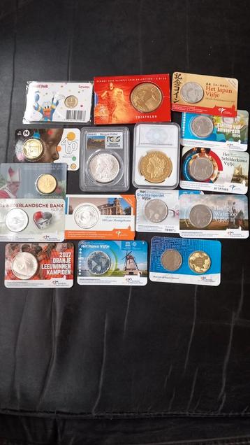 Collectie coincardVijfjes en  morgen dollars zilver MOET WEG beschikbaar voor biedingen