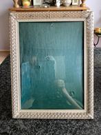 Fotolijst, verzilverd, bol glas, opengewerkt, vintage, 18x24, Ophalen