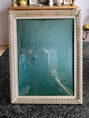 Fotolijst, verzilverd, bol glas, opengewerkt, vintage, 18x24 beschikbaar voor biedingen