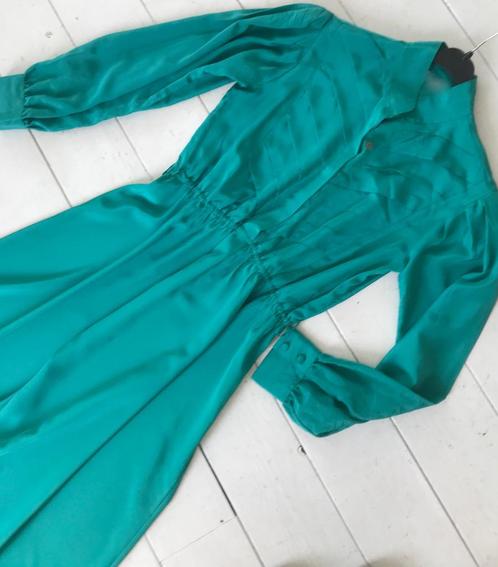 Vintage jurk zeegroen aqua turquoise M jurkje, Kleding | Dames, Jurken, Zo goed als nieuw, Maat 38/40 (M), Groen, Onder de knie
