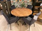 STUNTAANBIEDING!!  Ronde Mango houten tafels met poot, Rond, Nieuw, Ophalen of Verzenden, Vijf personen of meer