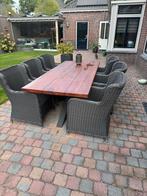 Tuintafel met 6 stoelen, Tuin en Terras, Tuintafels, Ophalen, Zo goed als nieuw, Rechthoekig, Hout