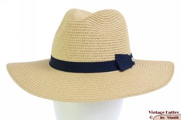 zomer gleufhoed Hawkins beige papier blauwe band 56 nieuw beschikbaar voor biedingen
