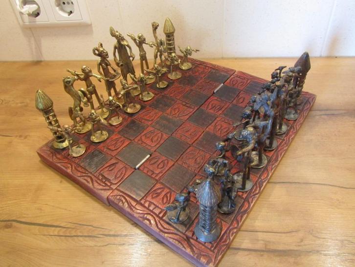 Schaakspel brons afrikaans, Antiek en Kunst, Curiosa en Brocante, Ophalen of Verzenden
