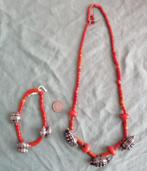 Naga Konyak tile beads grote zilveren kralen tribal jewelry, Ophalen of Verzenden, Zilver, Ketting