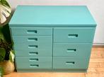 Vintage Ladeblok / Grote Mintgroen Turquoise Ladekast, Huis en Inrichting, Kasten | Ladekasten, Ophalen, Gebruikt, 5 laden of meer