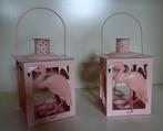 2 flamingo Lantaarntjes, Ophalen, Overige materialen, Minder dan 25 cm