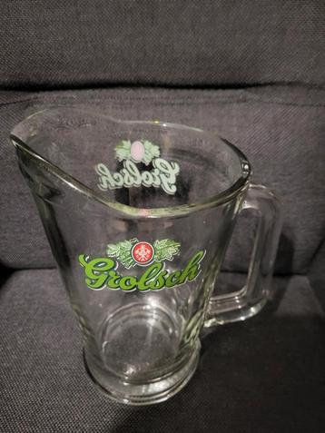 Mooie zware glazen Grolsch pitcher bierkan  beschikbaar voor biedingen
