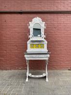 Vintage Indiase kaptafel van smeedijzer met marmer, Ophalen of Verzenden