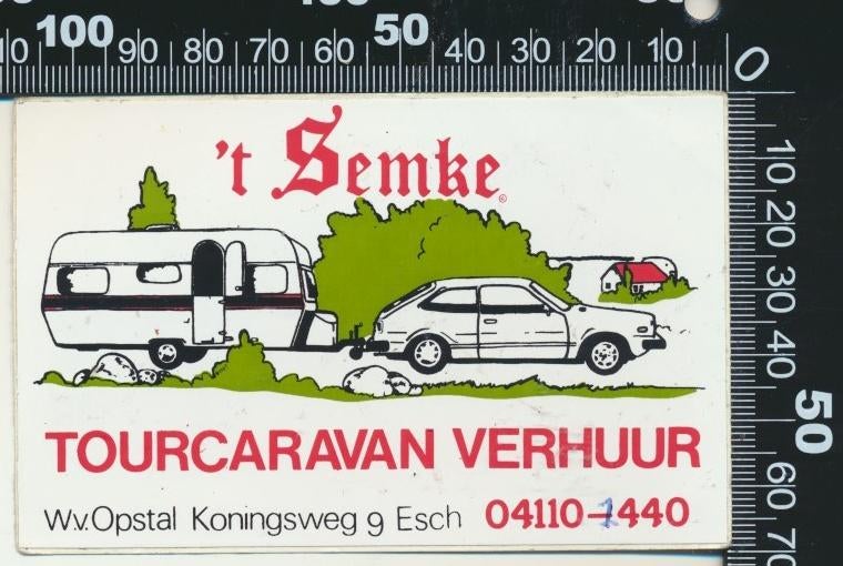 Sticker: Het Semke Tourcaravan Verhuur - Esch, Ophalen of Verzenden, Zo goed als nieuw, Bedrijf of Vereniging