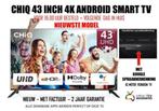 CHIQ 43 INCH 4K ANDROID SMART TV MET SPRAAK BEDIENING, Nieuw, Overige merken, 100 cm of meer, Smart TV