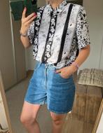 Vintage blouse zwart wit bloemen sommermann, Ophalen of Verzenden, Zo goed als nieuw, Maat 42/44 (L)