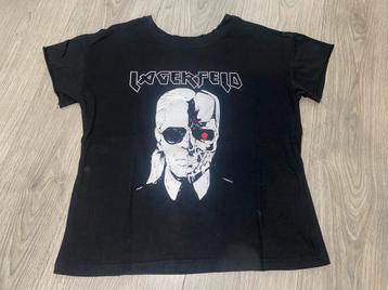 Dames zwart karl lagerfeld print fashion t-shirt top mt M beschikbaar voor biedingen