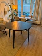 Zwarte ronde eettafel, Huis en Inrichting, Tafels | Eettafels, Ophalen, Zo goed als nieuw, Rond, 100 tot 150 cm