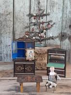 Antieke poppen meubels, kerstboom en popje, Antiek en Kunst, Ophalen of Verzenden