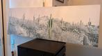Canvas met cactus en gebergte, Antiek en Kunst, Kunst | Tekeningen en Foto's, Ophalen
