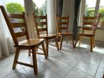 Massief eiken houten (eetkamer)stoelen (landelijk), 4 stuks, Ophalen, Gebruikt, Bruin, Landelijk