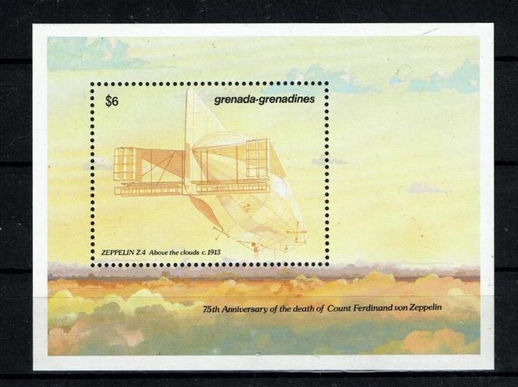 grenada 1992 pf blok zeppelins luchtvaart luchtballonnen, Postzegels en Munten, Postzegels | Thematische zegels, Postfris, Vliegtuigen