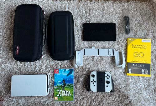 Nintendo Switch Oled + Extra’s!, Spelcomputers en Games, Spelcomputers | Nintendo Switch, Zo goed als nieuw, Switch OLED, Ophalen
