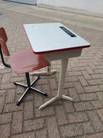Retro schoolbankje stoeltje inktpotje vintage schoolset, Ophalen, Gebruikt, Tafel(s) en Stoel(en)