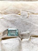 Prachtige antieke zilveren aquamarijn ring., Verzenden, Zilver, Ring