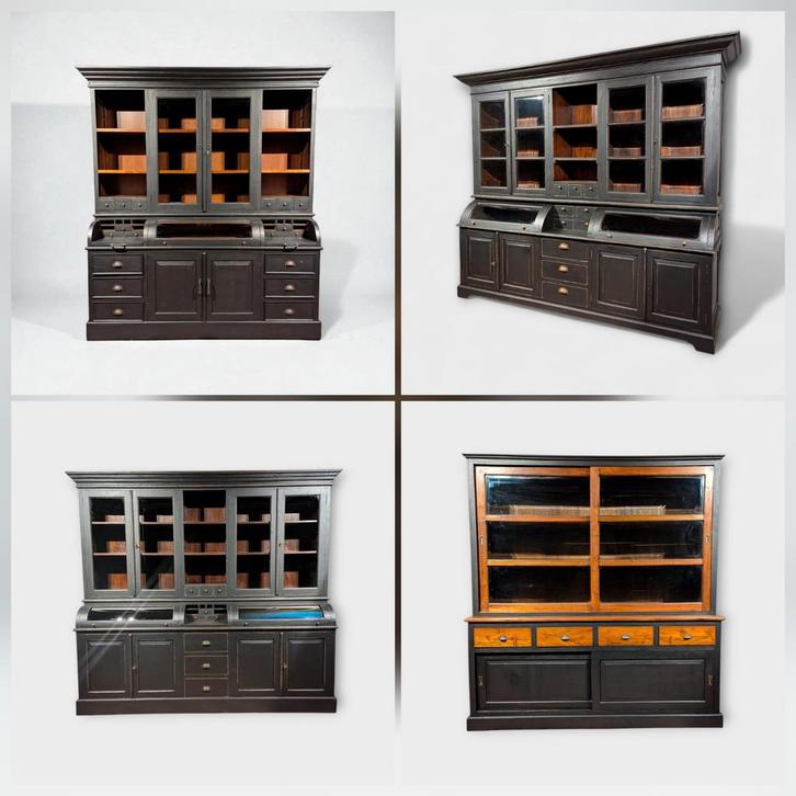 Zwarte buffetkast • Zwarte grutterskast • Teakhouten kast, Huis en Inrichting, Kasten | Buffetkasten, Nieuw, 200 cm of meer, 25 tot 50 cm