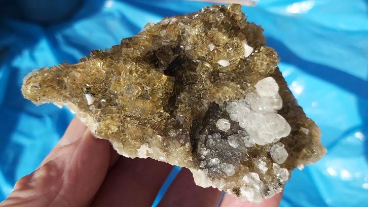 MF03 Fluoriet met Dolomiet Asturie Mina Moscona Spanje, Verzamelen, Mineralen en Fossielen, Mineraal, Ophalen of Verzenden